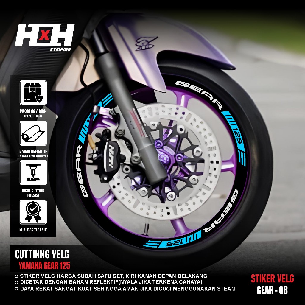 Yamaha GEAR 125 Ultima Racing Rim Cutting Sticker Lis Sticker Accessories Wheel Rim Variation 08