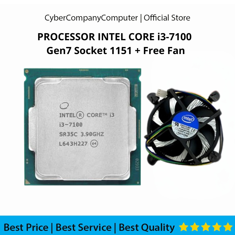 Intel Core i3-7100 Gen7 LGA 1151 3.90GHz โปรเซสเซอร์ + พัดลม - Intel Core i3-7100 Gen7 ซ็อกเก็ต 1151