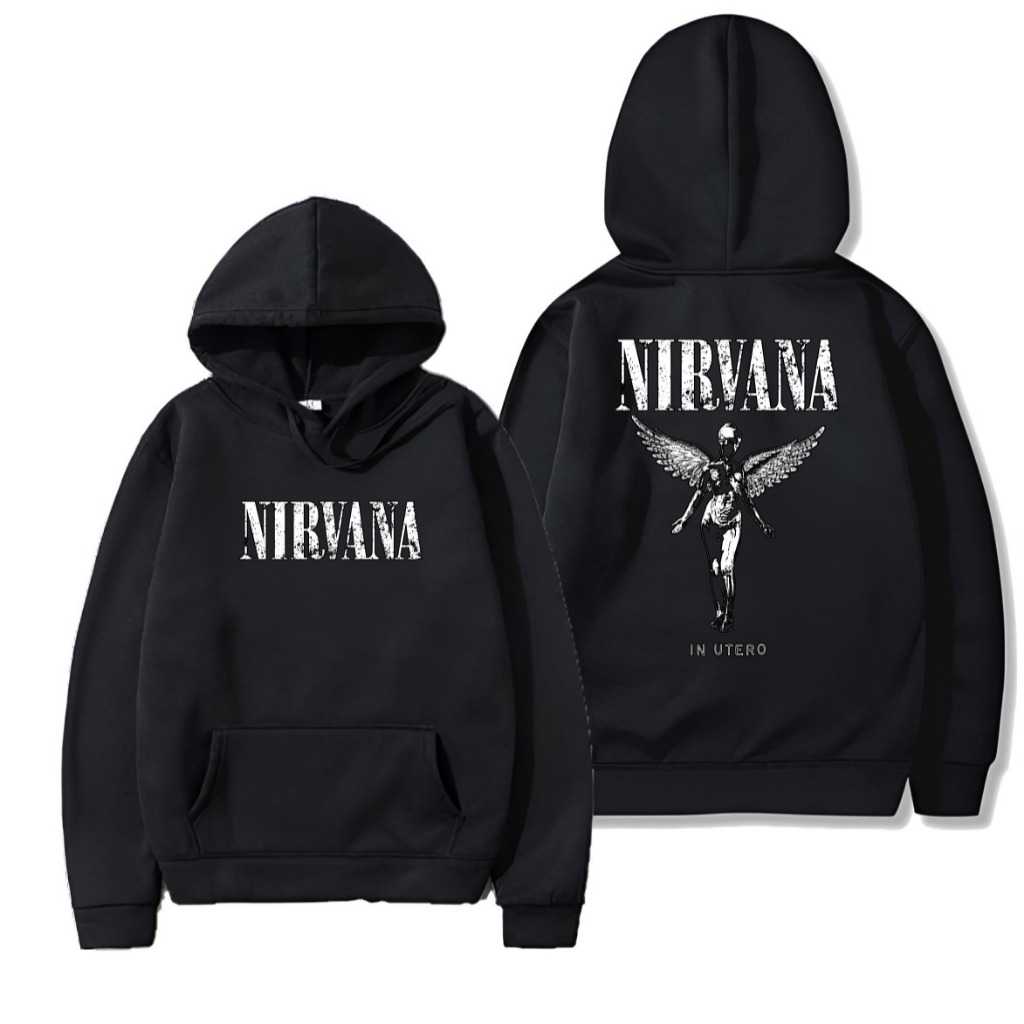 เสื้อฮู้ดอย่างเป็นทางการ Cavenza Nirvana In Utero เสื้อสเวตเตอร์สีดํา