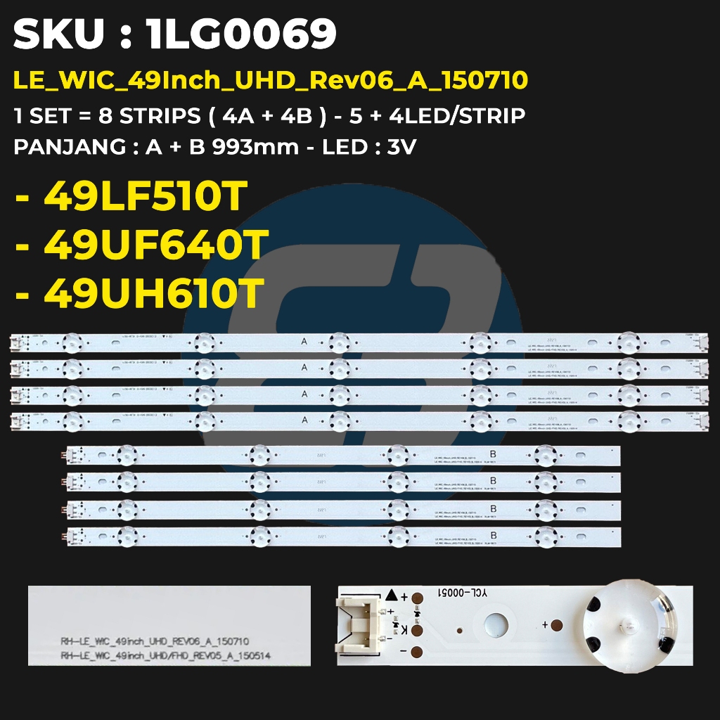 LG 49 นิ้ว TV Backlight 49UF640T 49LF510T 49UH610T 49UF640 49LF510 49UH610
