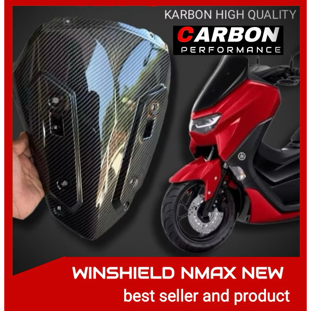 ฝาครอบ WISHIELD N MAX ใหม่ CARBON GLOSSY ▪️เน็คไท Nmax Carbon Cover nmax คาร์บอนใหม่