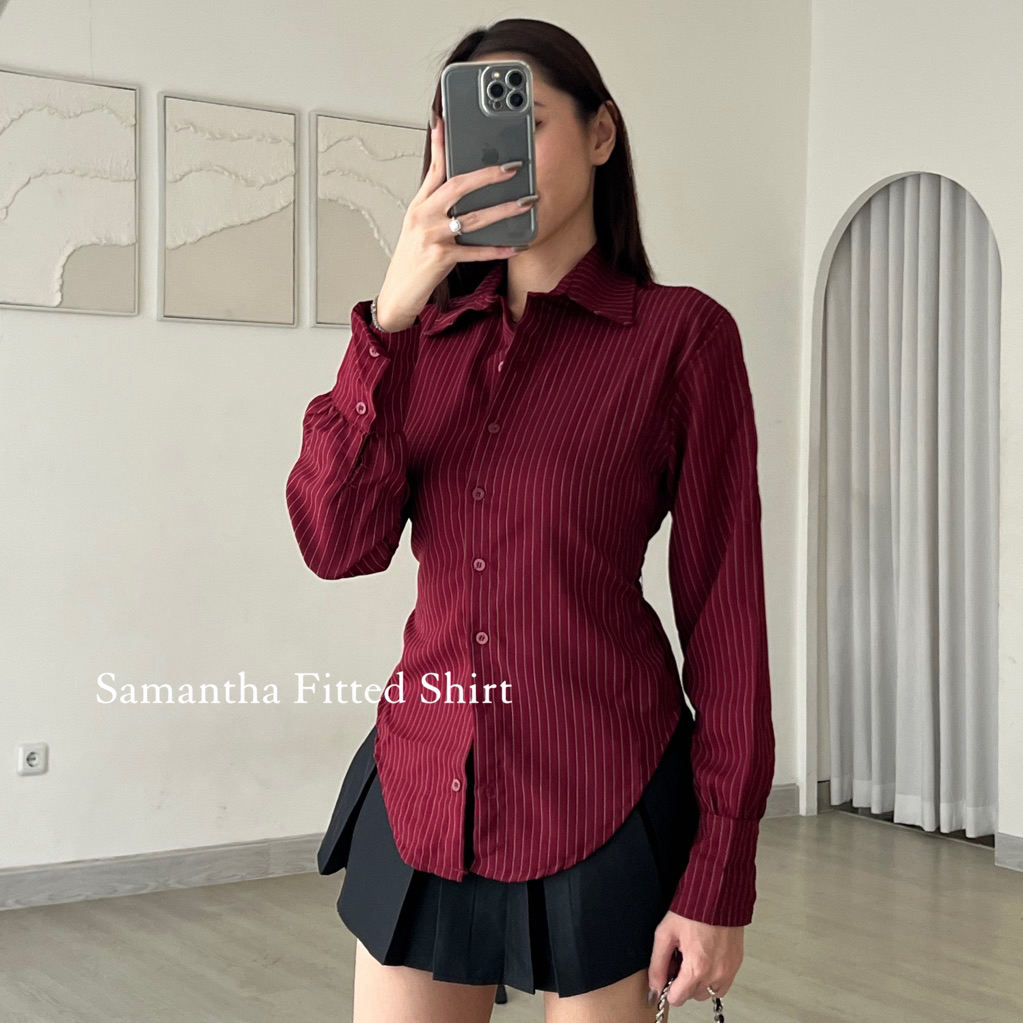 KEMEJA SORINBYHER Samantha Longs sleeves Fit Shirt / Womens Office Shirt Stretched Slim Fit Shirt Hi