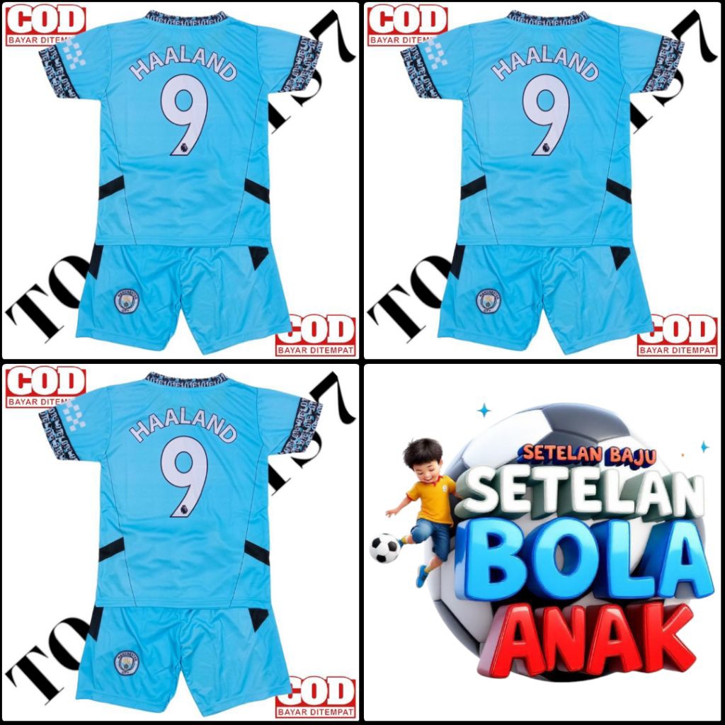 FOOTBALL CLUB JERSEY SET M.CITY HAALADD NEW FULL PRINTING FINE / CHILDRENS FUTSAL JERSEY SET M.CITY 