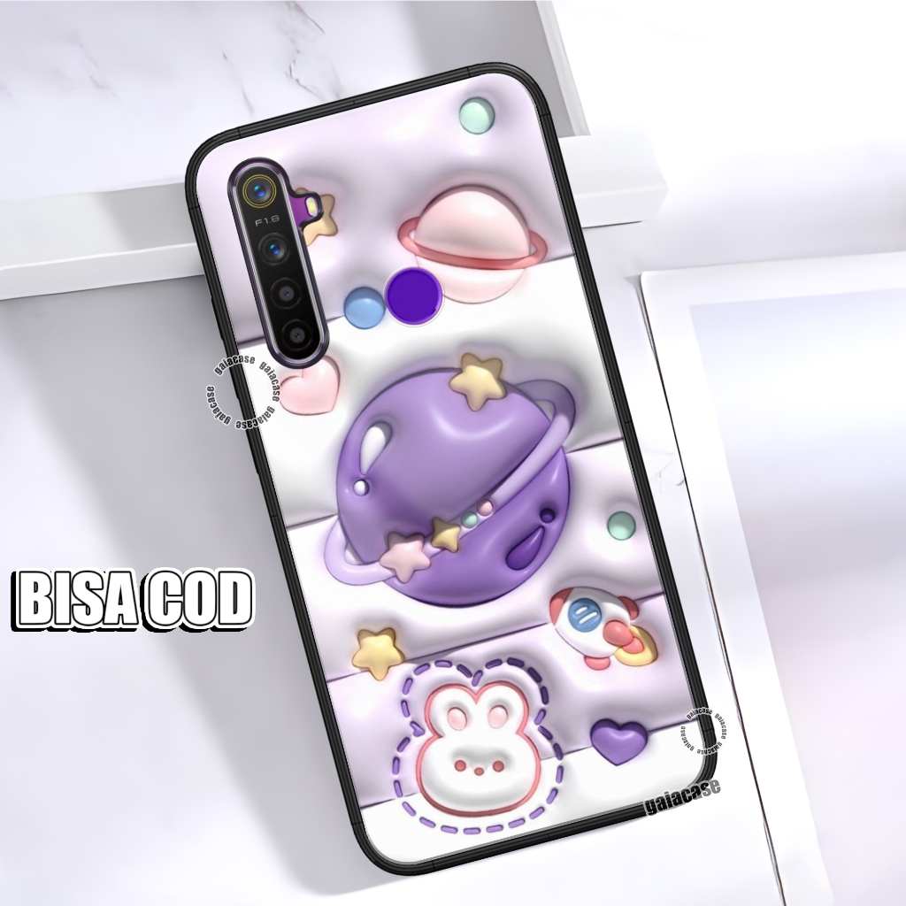 Realme 5i 5 5s แฟชั่นการ์ตูน Cute3 Series Case - Softcase Glass Kaca Hardcase Casing Hp Kesing Hp Ca