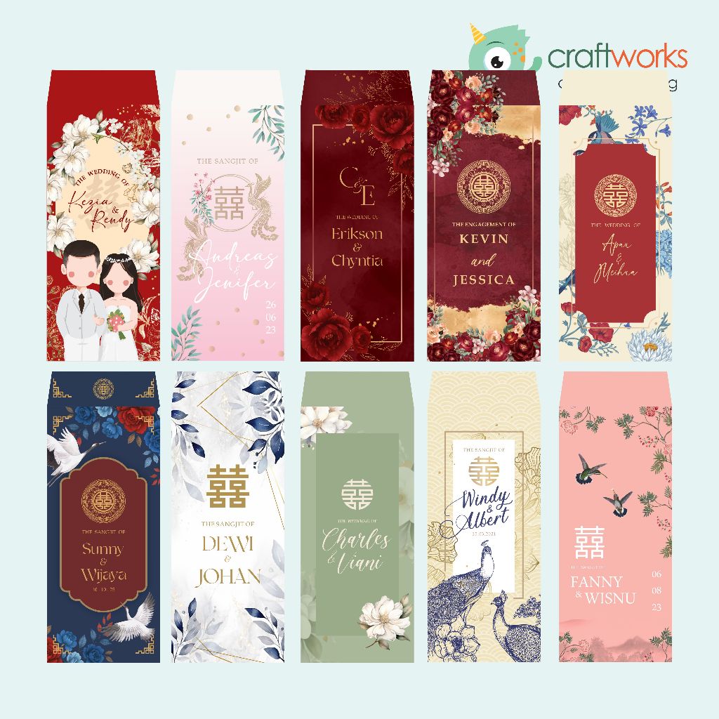 CUSTOM WEDDING ANGPAO / SANGUIT / THANK YOU - 7x16cm SERIES 2