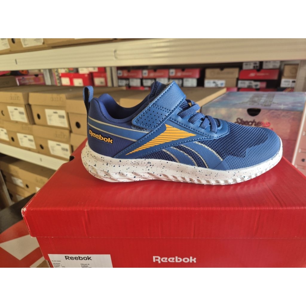รองเท้าวิ่งเด็ก Reebok Rush Runner Blue/Amber/White Original |รองเท้าผ้าใบเด็กผู้ชายรองเท้าต้นฉบับ