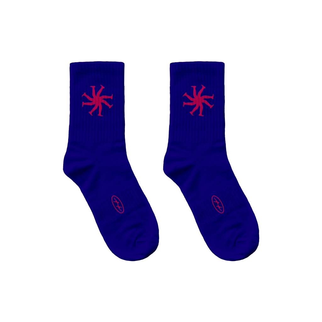 HLWN Running Unisex Socks สีฟ้า - ทับทิม