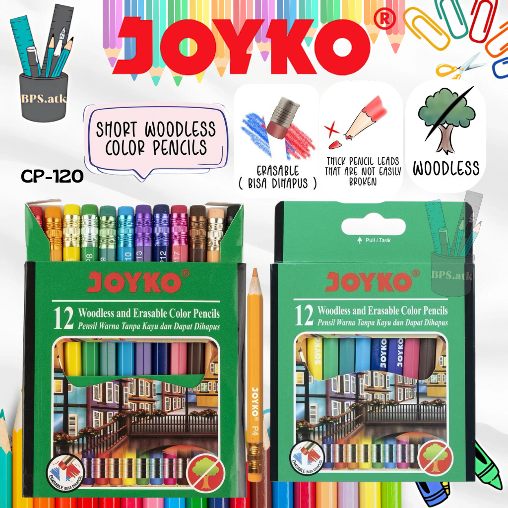 JOYKO (ถอดได้) ดินสอสีลบได้ Short cp-120