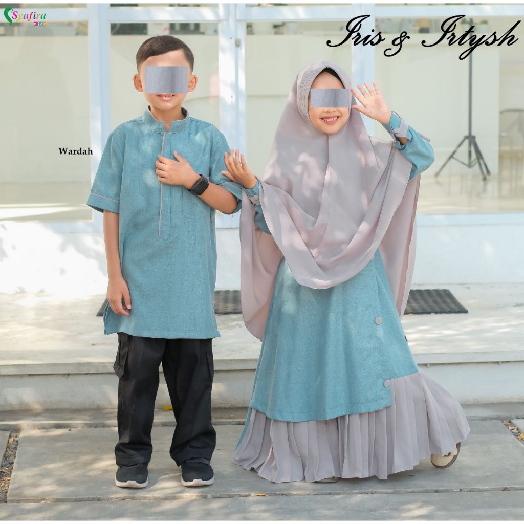 KATUN Syafirakids Girls Gamis Iris Model "Wardah" Madinah cotton mix Wolfis by syafira kids