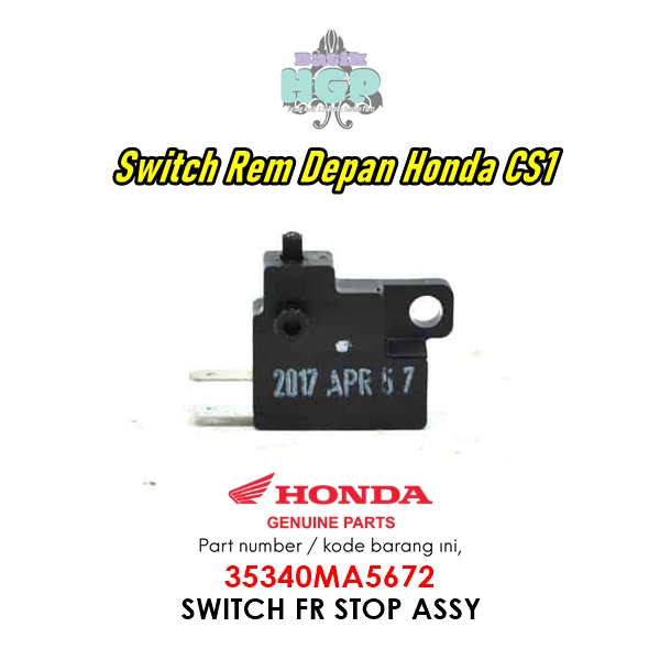 35340MA5672 - CS1 สวิตช์เบรคหน้า, สวิตช์ AHM Fr Stop Assy ดั้งเดิม