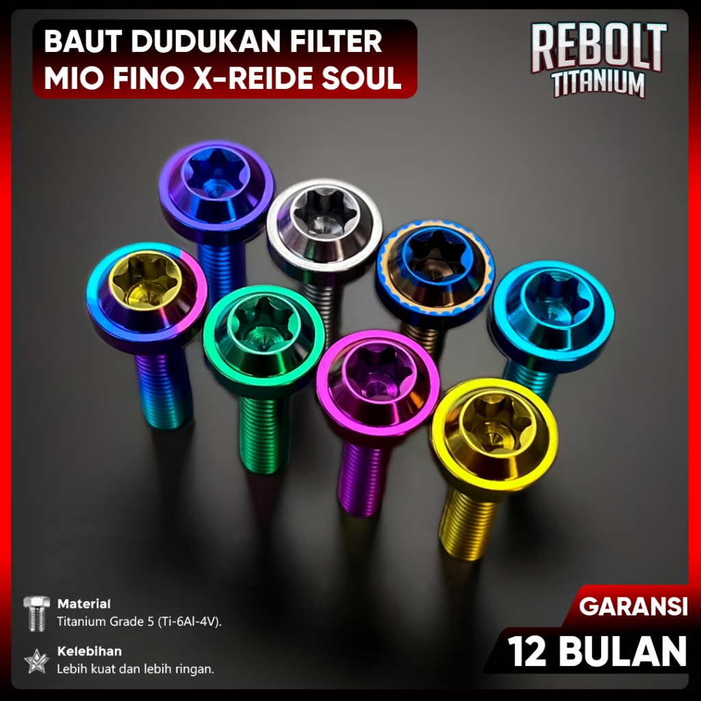 สลักเกลียวสลักเกลียวไทเทเนียมสําหรับตัวยึดกรองอากาศสําหรับ Mio Fino 125, Soul GT 125, Mio J, Mio Z, 