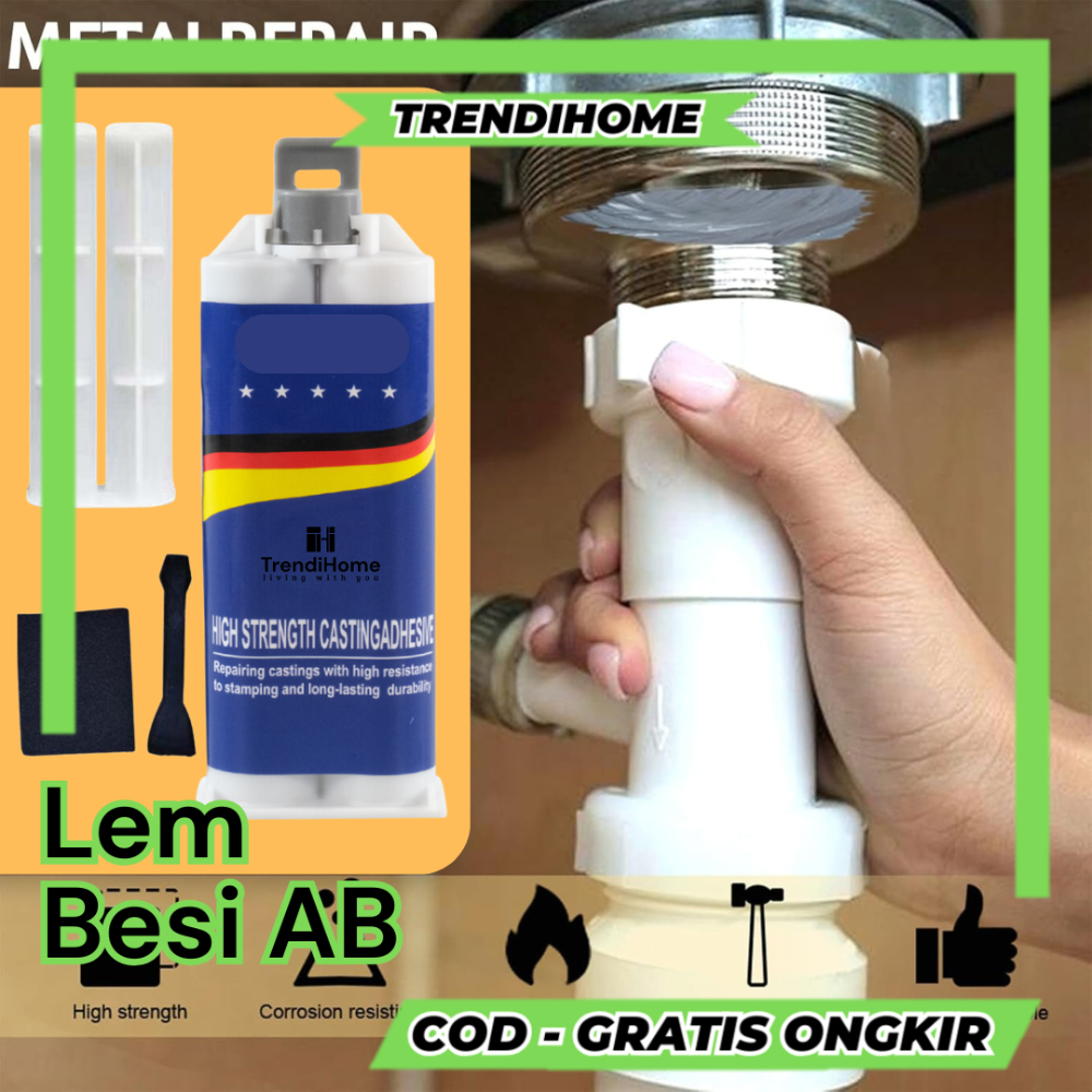 [TrendiHome] กาวเหล็ก AB ทนความร้อน 50ml - กาวโลหะ AB ทนความร้อน - กาวอุตสาหกรรม AB