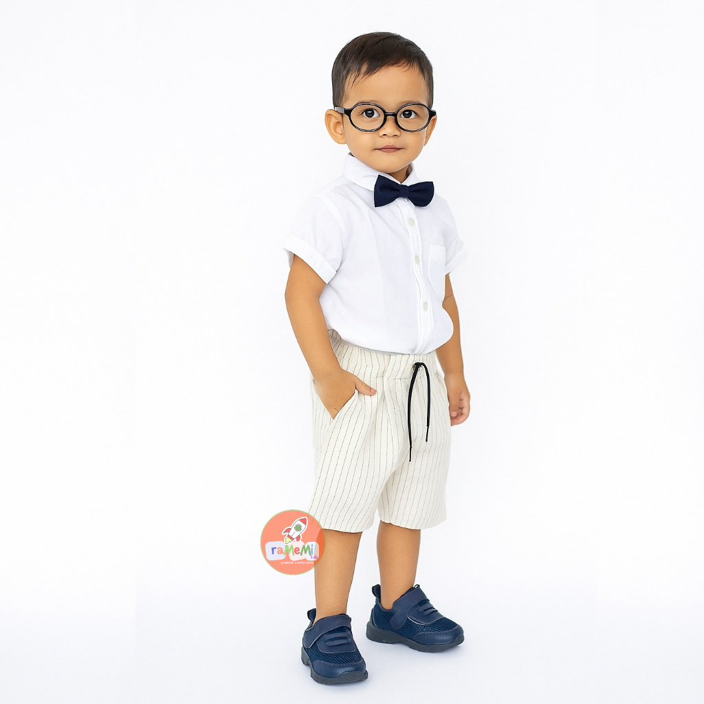 RAMEMI Oppa Korea กางเกงขาสั้นลายทางเด็ก / กางเกง Oppa เกาหลีสําหรับเด็กอายุ 1-6 ปี