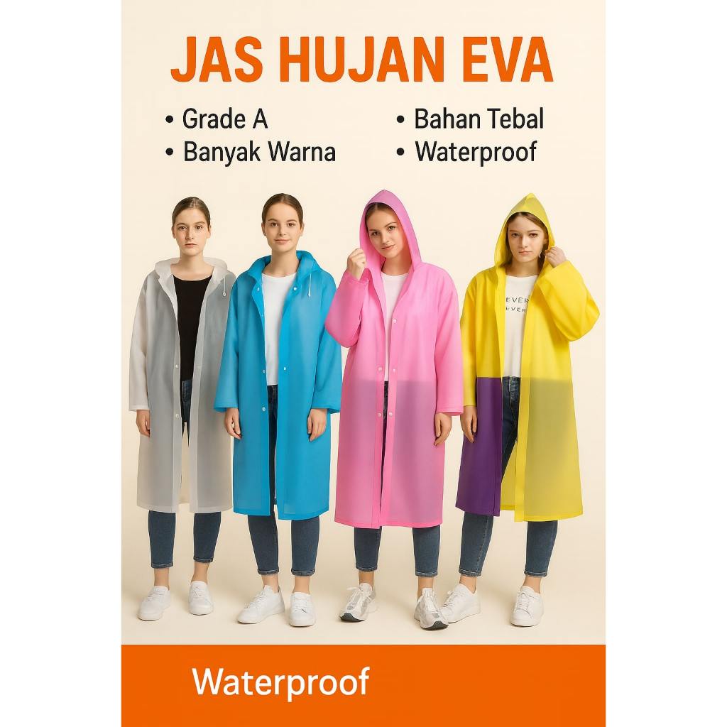 เสื้อกันฝน EVA กันน้ําหนาเสื้อกันฝน EVA วัสดุพรีเมี่ยมกันน้ําทนทานและทนทาน RANDOM - เสื้อกันฝน