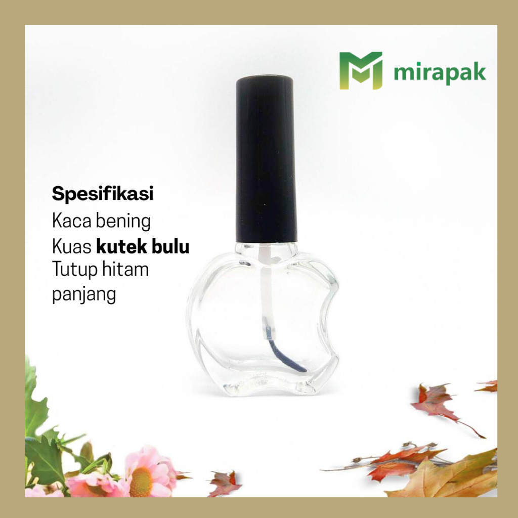 10ML THICK CLEAR APPLE NAIL POLISH BOTTLE WITH HIGH BLACK CAP / HENNA POLISH NAIL BOTTLE FOR BOYFRIE