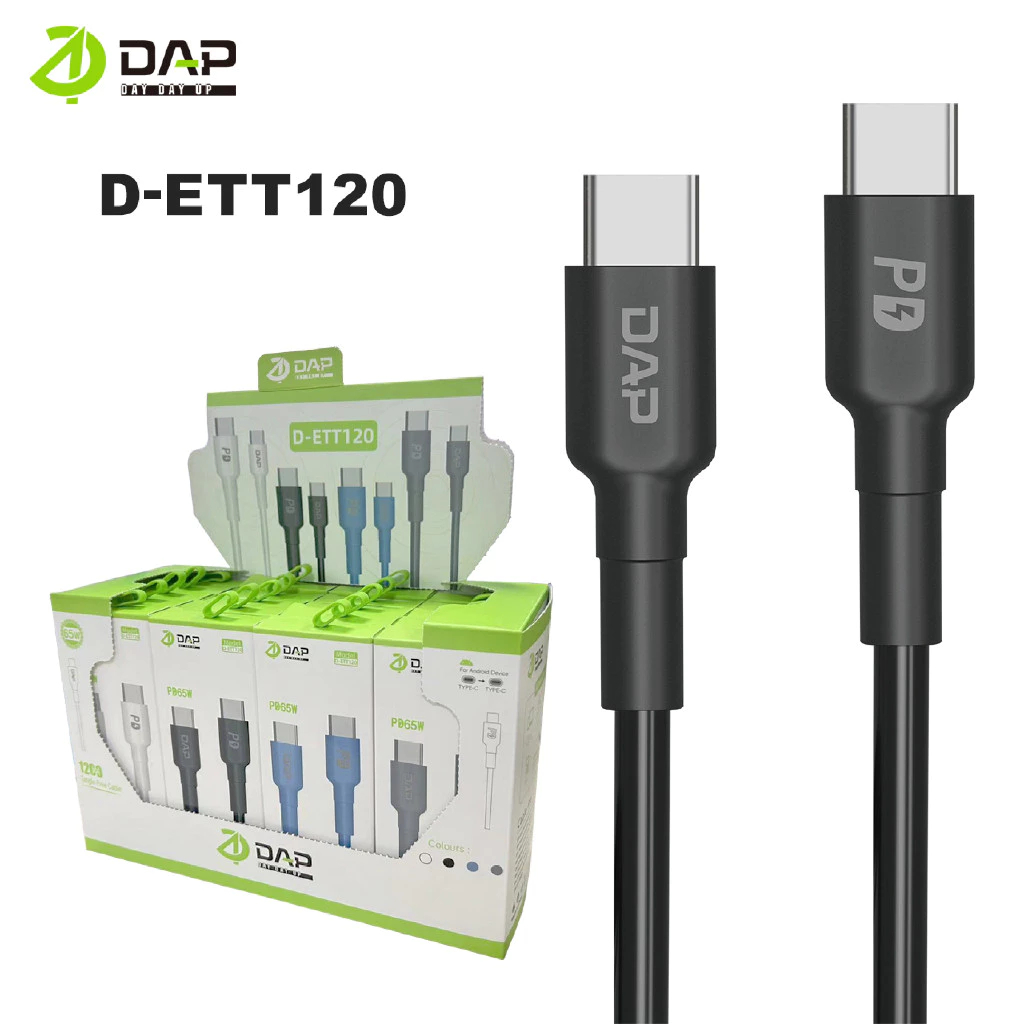 DAP DET120 Type C to Type C สายชาร์จเร็ว 65W QC PD 3.0 120ซม