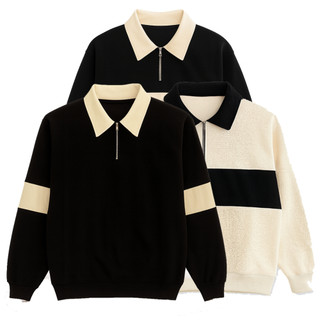 Rugby Half Zipper Twotone Crewneck Jaket Sweater Unisex Pria Wanita