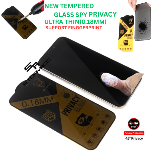 รองรับ Fingerprint ใหม่กระจกนิรภัย Spy ความเป็นส่วนตัว Samsung A02 A02S A03 A03S A04 A04E A04S A05 A