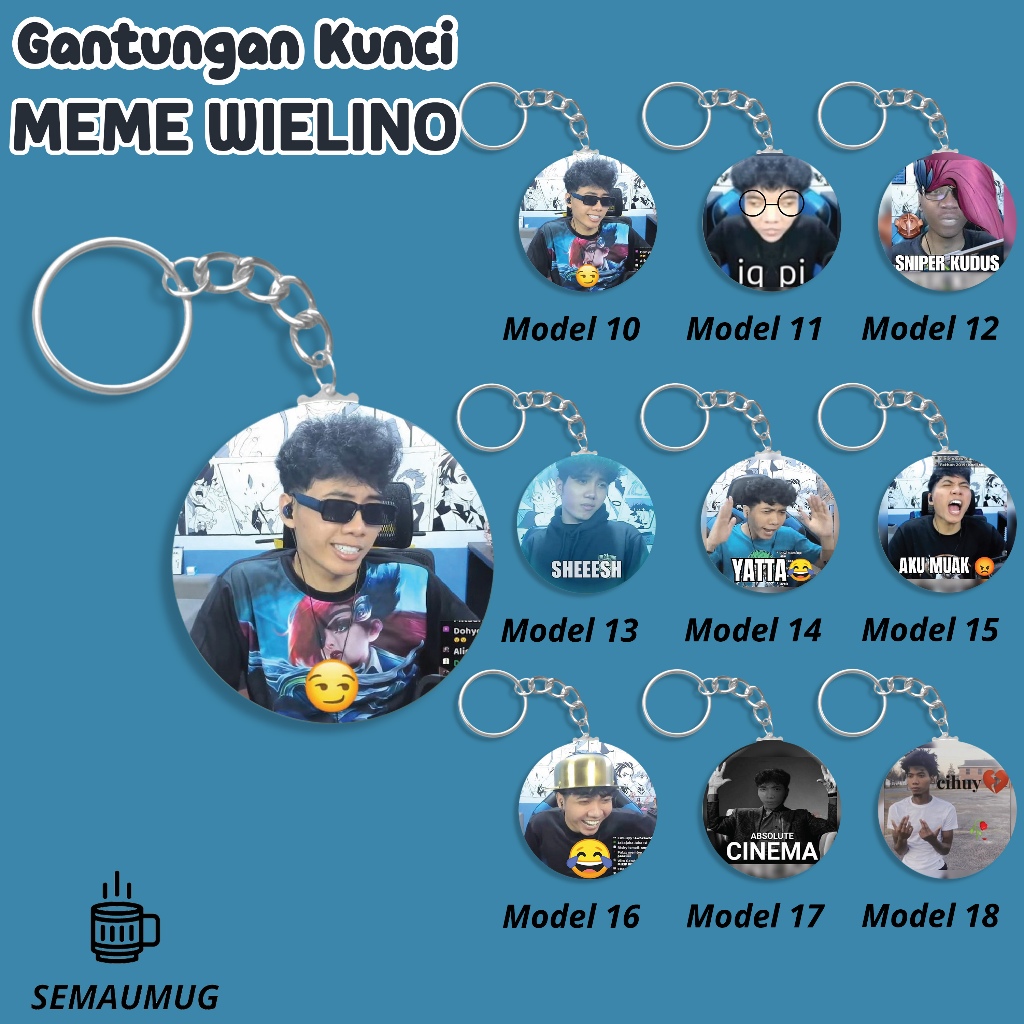 GANTUNGAN WILINO MEME KEYCHAIN GIFT STICKER CUTE MEME ROUND KEYCHAIN CUSTOM PRINT SENMUG