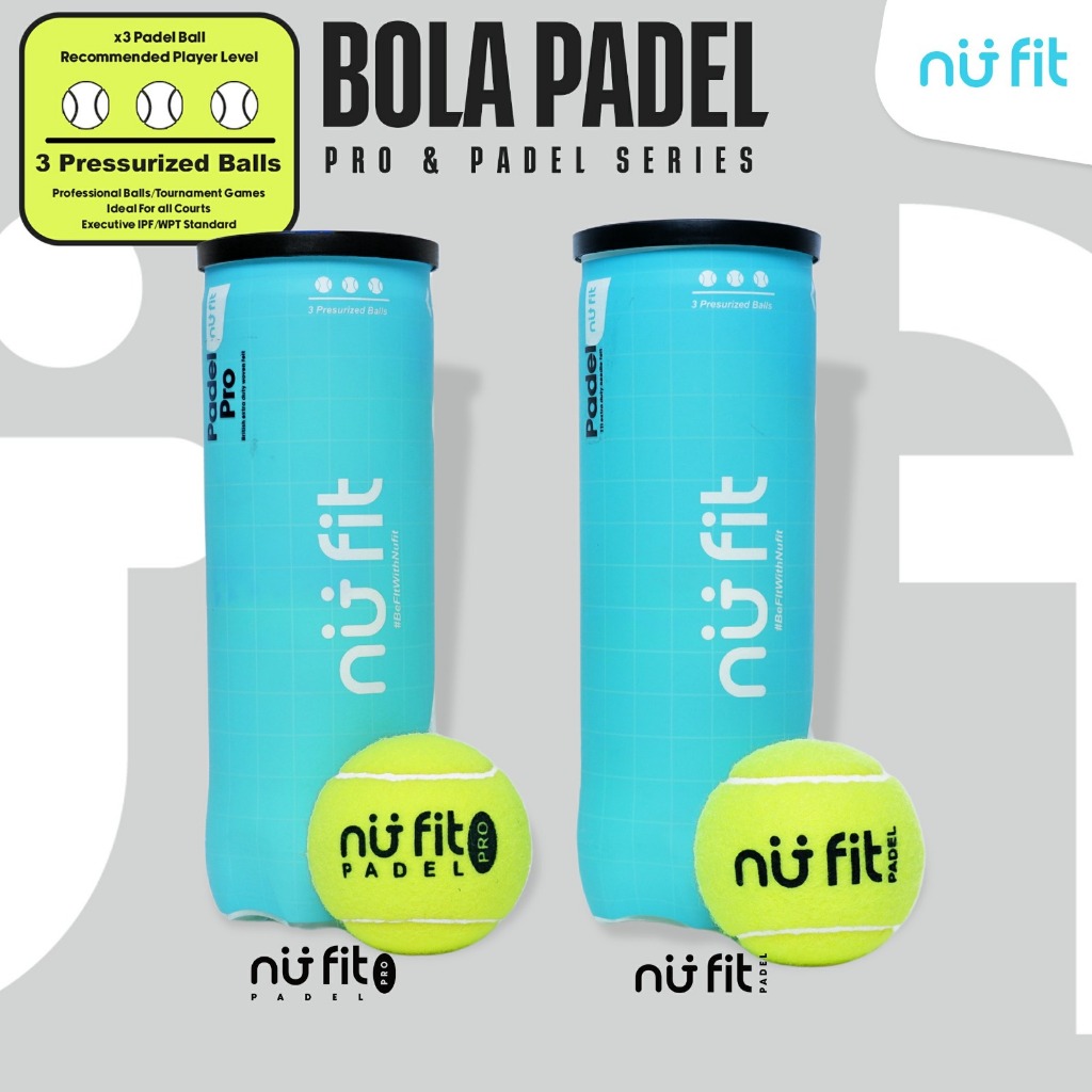 Nu Fit - Padel Balls - Padel Balls Contents 3 - Pressure Padel Ball - Padel Ball Pro - Padel Ball
