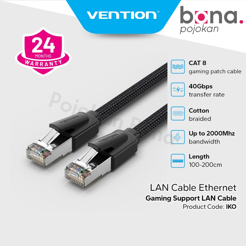 Vention Cat8 Sftp Gaming Ethernet Cotton Braided Lan Cable IKO