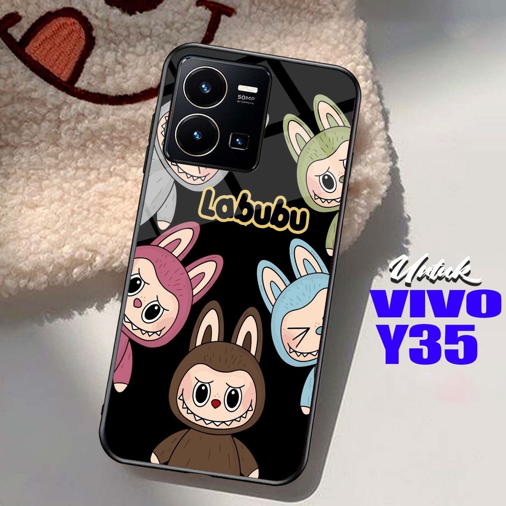 Softcase Glass Glitter Motif [ PUMPKIN ] VIVO Y35 เคสมือถือใหม่ล่าสุด - ตัวป้องกันโทรศัพท์มือถือ - อ