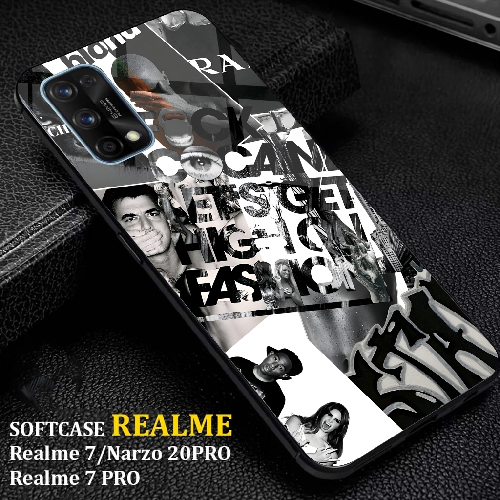 Realme 7 Auto Case Motif [ASTHETIC BLACK] เคส Realme 7 ล่าสุด Hp Case Hp Casing Softcase Glossy Hard