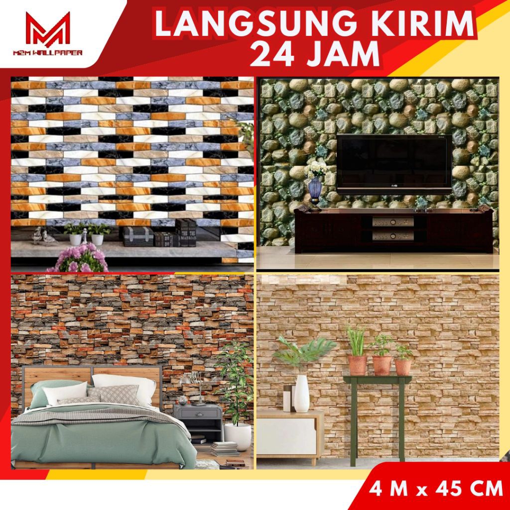 3D หิน Motif วอลเปเปอร์ติดผนัง Aesthetic ห้องนั่งเล่นวอลเปเปอร์ติดผนัง 3D Natural Motif วอลเปเปอร์ติ