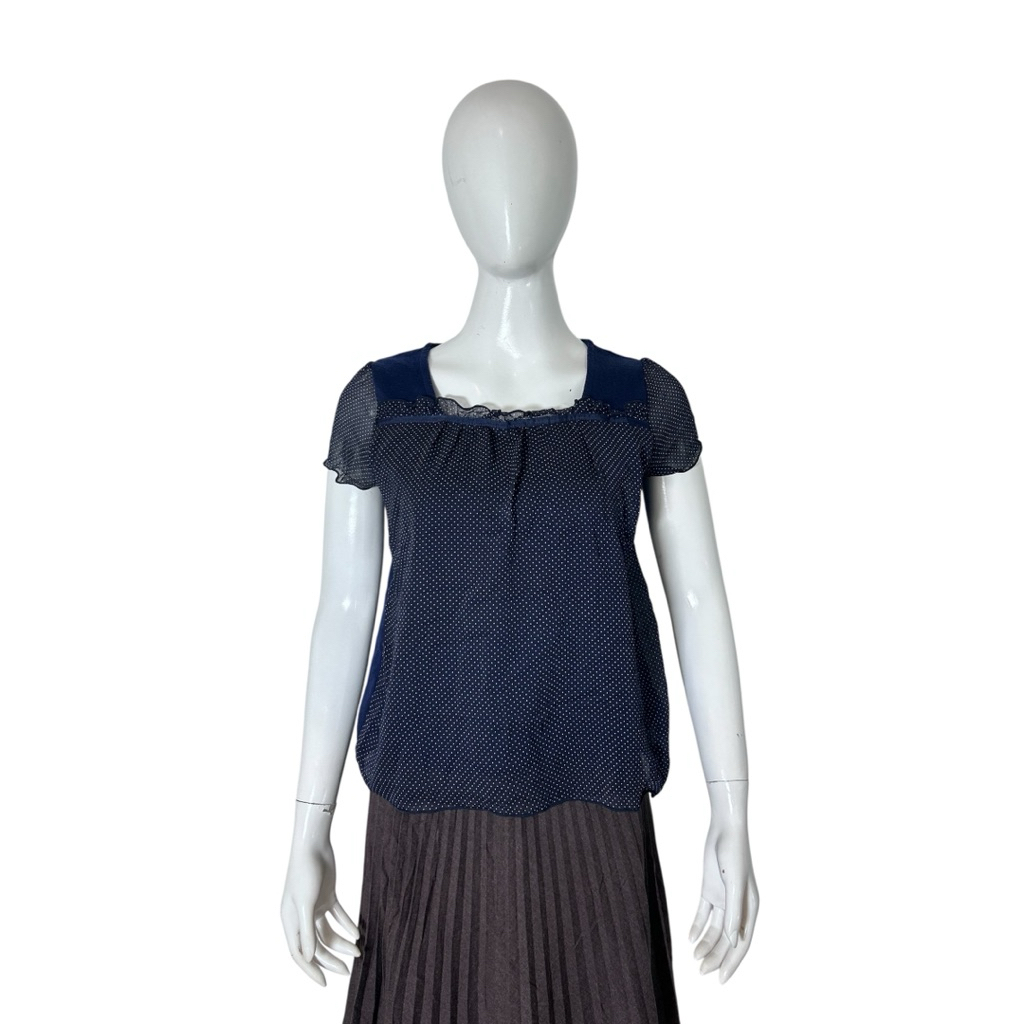 Vintage Y2K L&B Polkadot Mesh Sleeve Top