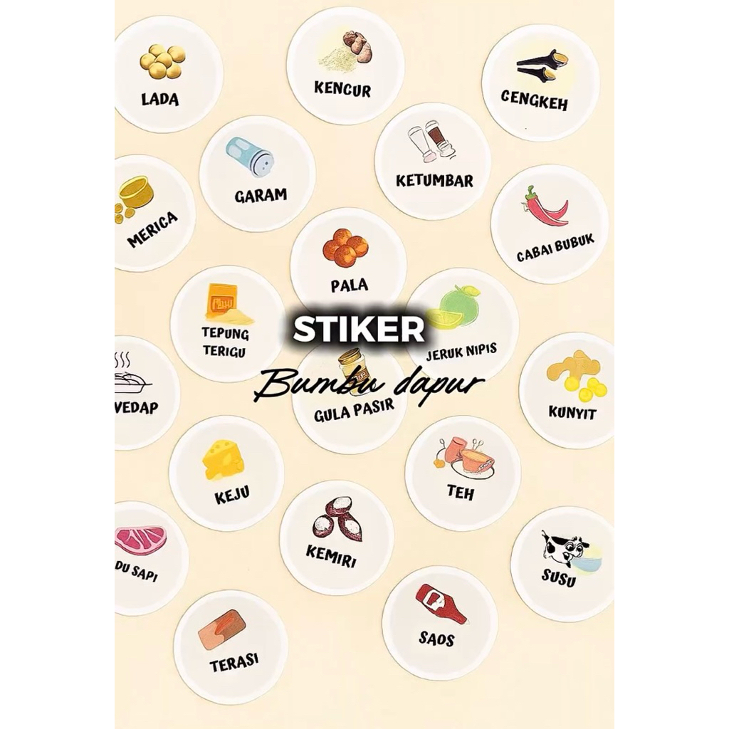 SPICE LABEL STICKERS, FURNITURE, ขวด, RECEPTION MATERIALS, AESTETIC, กันน้ํา, MULTI-PURPOSE, VINTAGE