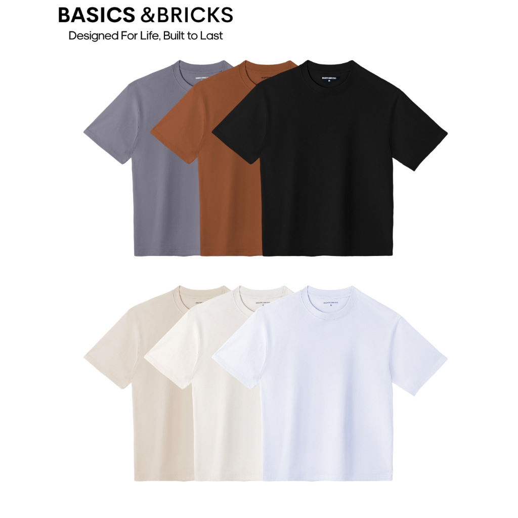 BASICS&BRICKS | เสื้อยืดโอเวอร์ไซส์ 260g Heavy Cotton Boxy Cut - 6 สี