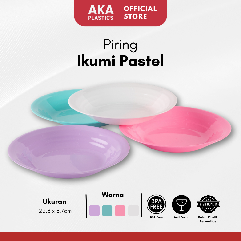 AKA Plastics Ikumi Plate 9IN (11ซม.) สีพาสเทล | จานใส่อาหารอเนกประสงค์ | จานเกลียวสวย&หนา