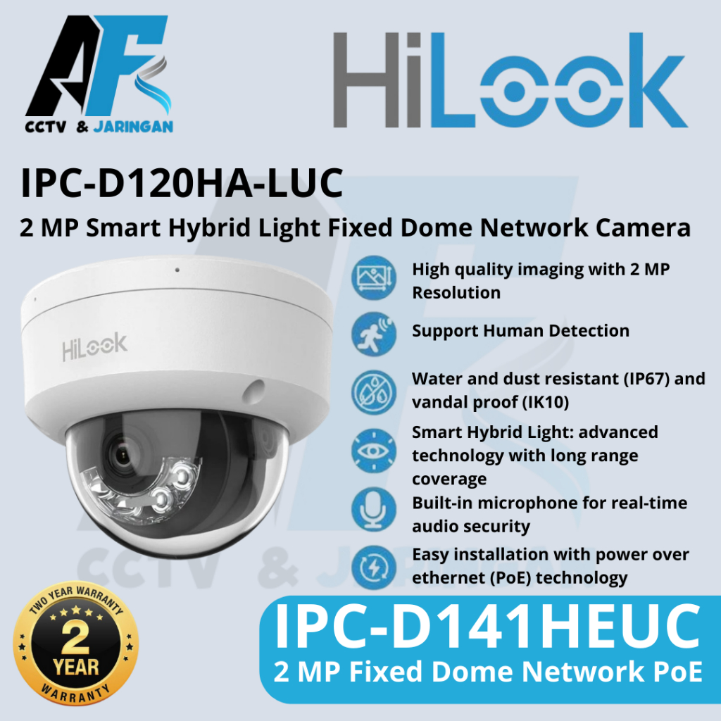HILOOK โดย Hikvision IP Camera IPC-D120HA-LUC 2MP Smart Hybrid Light Audio Indoor Motion Detection ร
