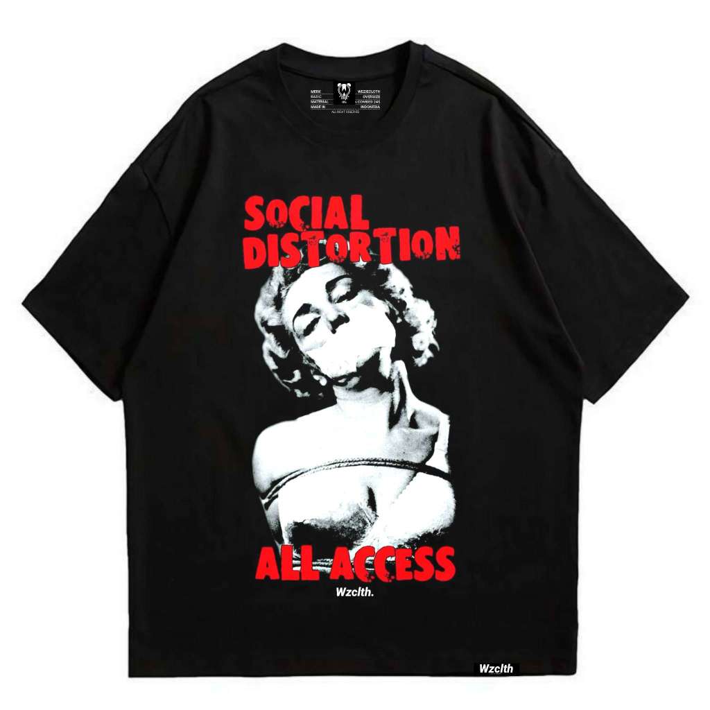 Wezie Oversize Social Distortion Black - Cotton Combed 24s