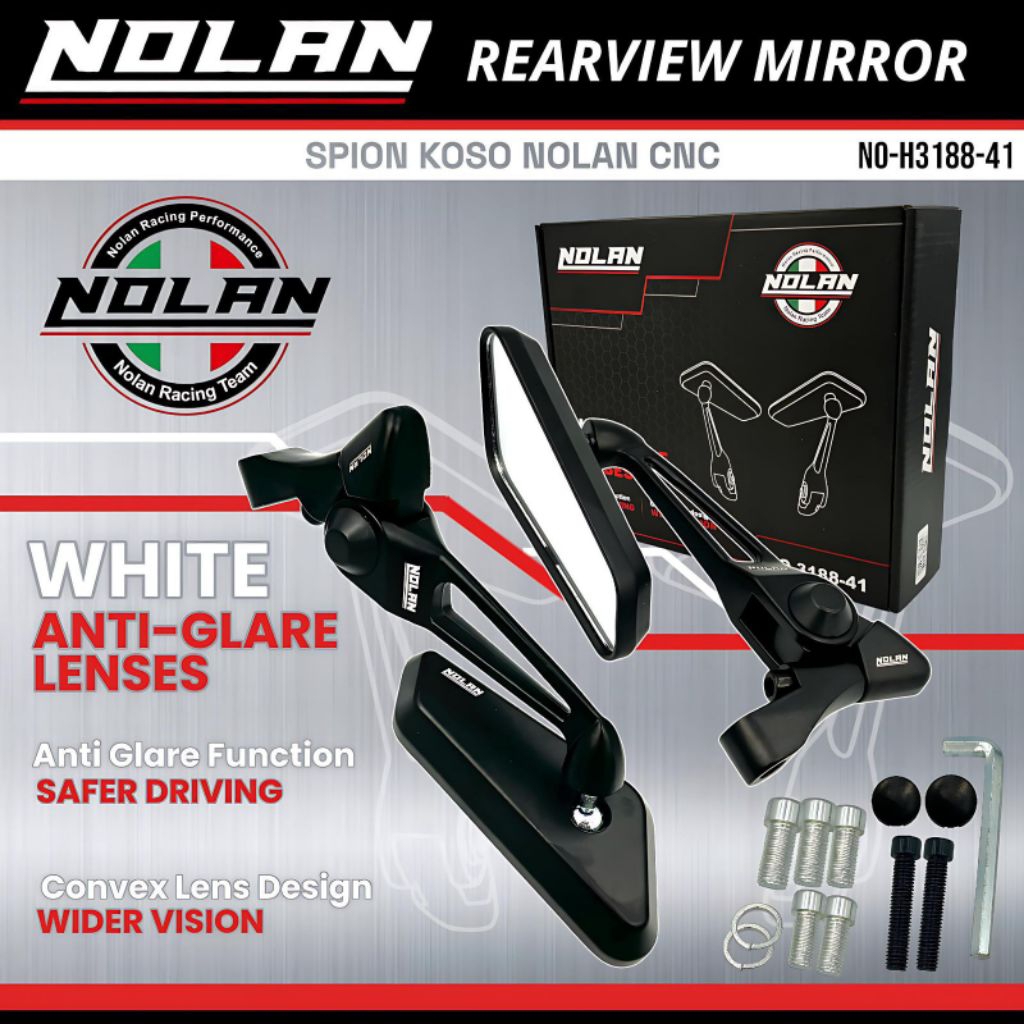 KOSO NOLAN ORIGINAL FULL ALUMINIUM CNC กระจกสีขาว UNIVERSAL KOSO MIRROR