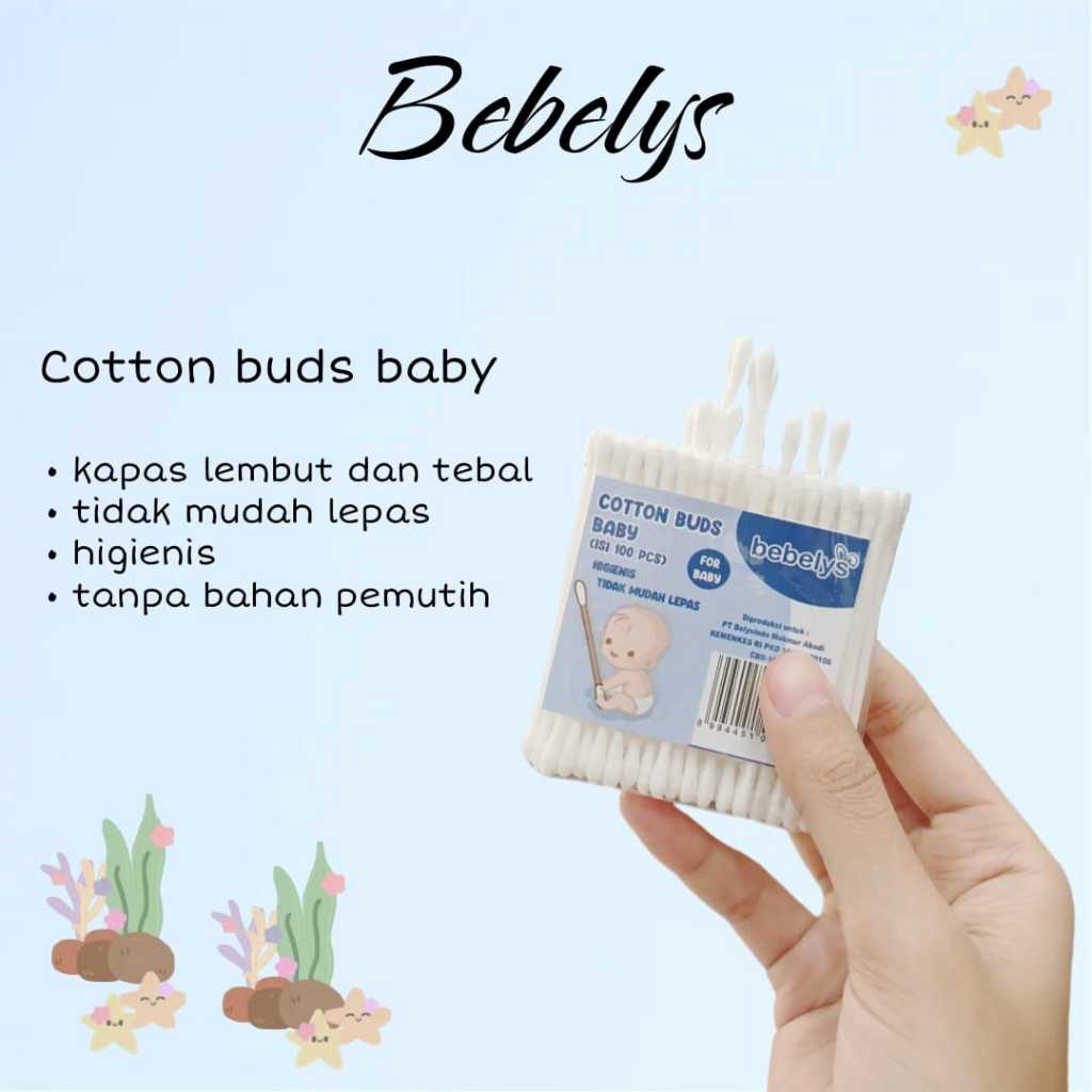 Bebelys baby Cotton buds รีฟิล บรรจุ 100 ชิ้น / Bebelys Cotton buds baby