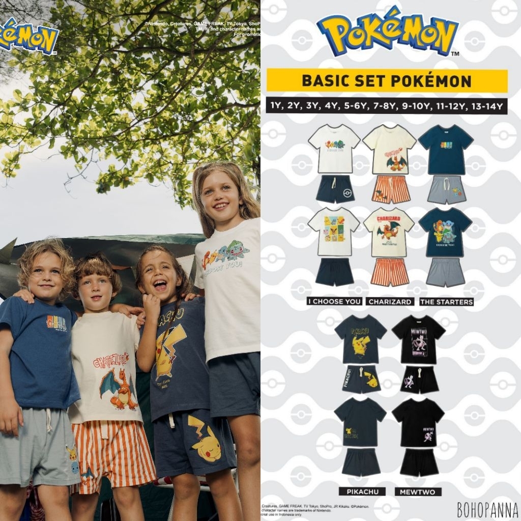 BOHOPNA - BASIC SET POKEMON BOHOPNA - POKEMON KIDS CLOTHES - POKEMON KIDS CLOTHES SET