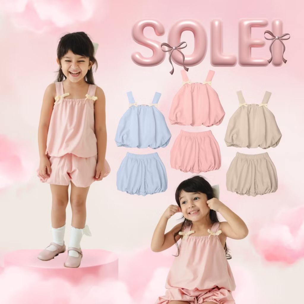 KATUN BELL & BO - SOLEI ชุดบอลลูนสําหรับเด็กผู้หญิง | ชุดสูทสไตล์เกาหลี | พรีเมี่ยมคอตตอนมาเตรียล | 