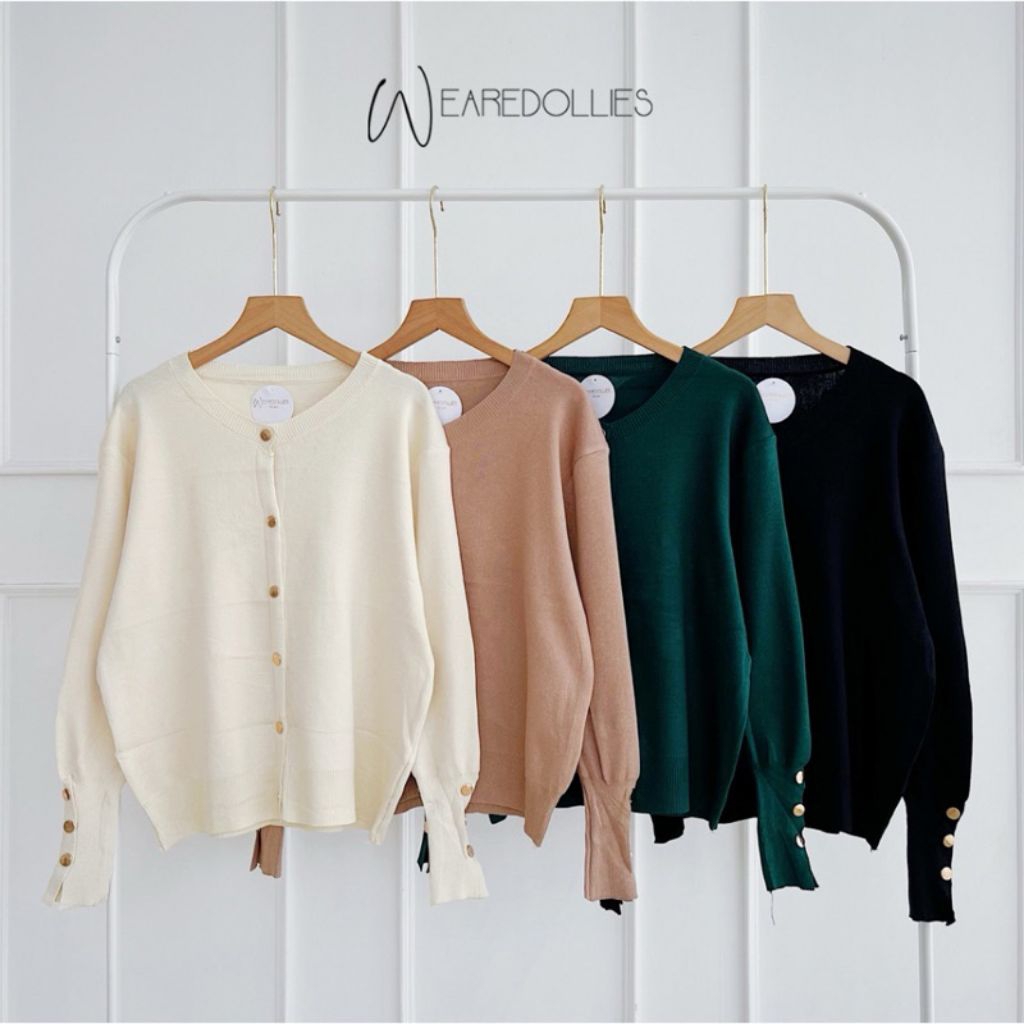 STARLA CARDY BASIC GOLD BUTTON//ผู้หญิง CARDIGAN TOP//KOREAN ผู้หญิง OUTER CARDIGAN