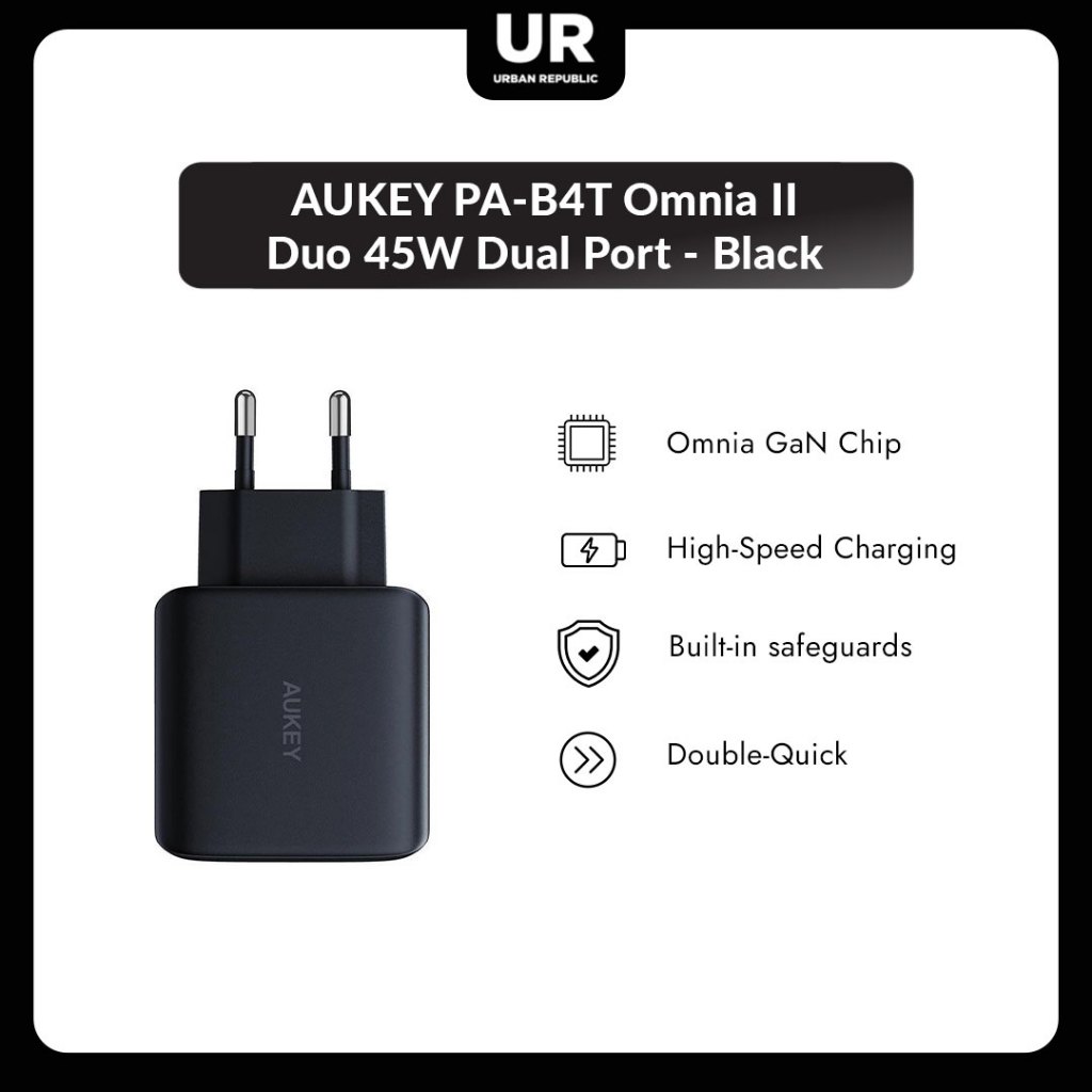 AUKEY PA-B4T Omnia II Duo 45W Dual Port - สีดํา