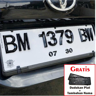 Plat Mobil Timbul Akrilik Lancip Segilima Free Dudukan Plat