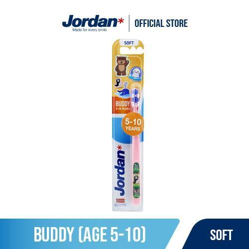 Jordan Oral Care Kids Buddy 5Y -10Y เนื้อหานุ่ม 1 ชิ้นแปรงสีฟันสําหรับเด็กอายุ 5 ถึง 10 ปีแปรงสีฟัน