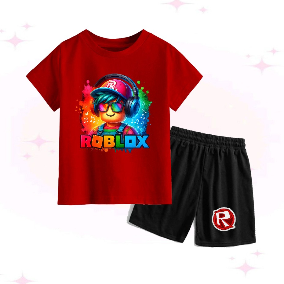 BOYS SHORT-SLEEVED T-SHIRT SET/BOYS/GIRLS CLOTHES อายุ 1-9 ปี ROBLOX GAME