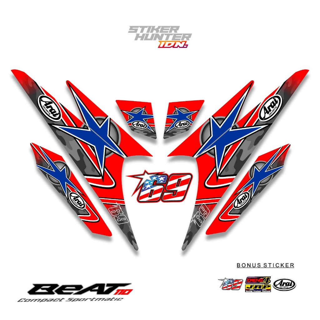 HONDA BEAT CARBON / MTF HAYDEN LAGUNA DECAL STICKER STRIPING / HUNTER STICKER / แถบดัดแปลง