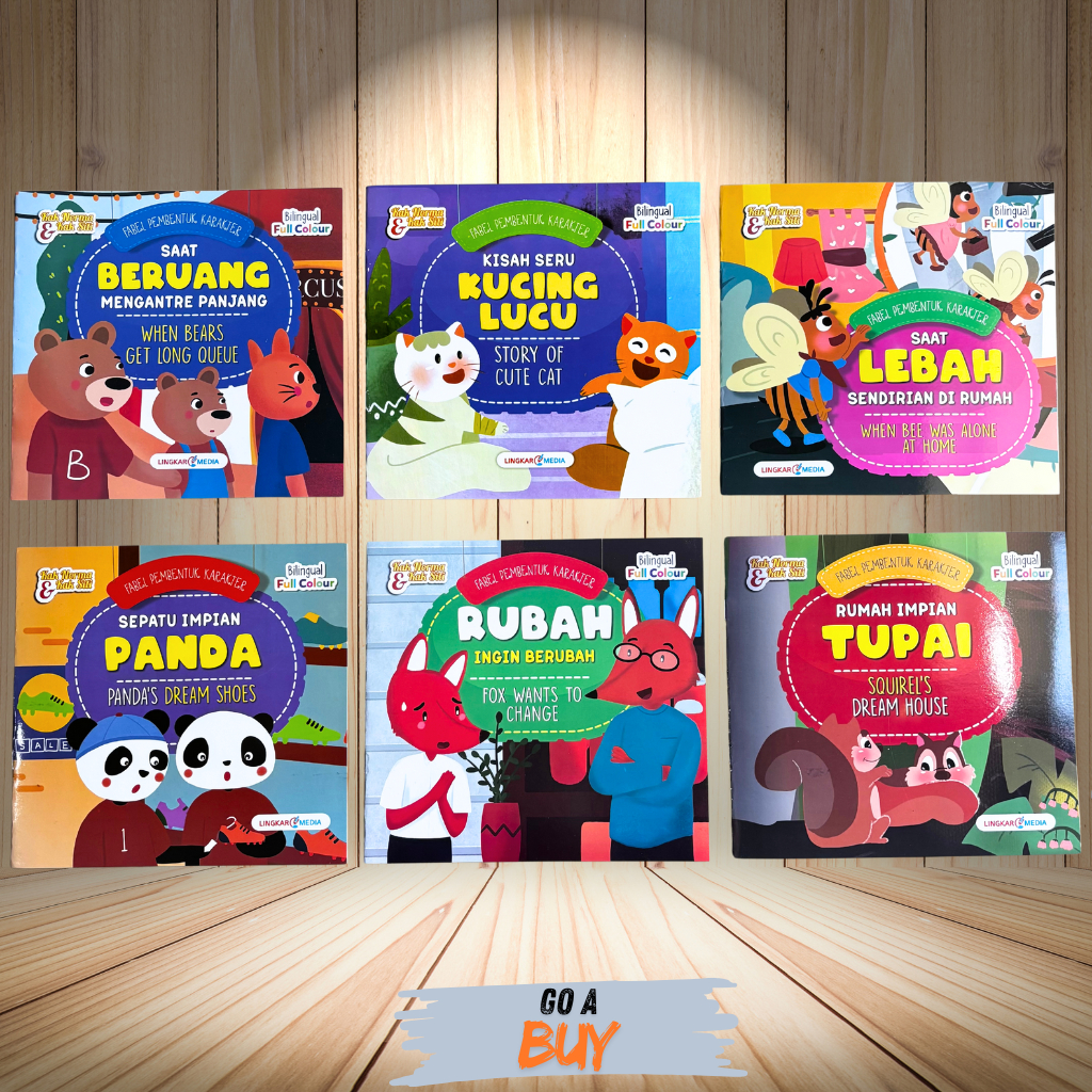 สองภาษา Full Color CHILDRENS CHARACTER SHAPE FABLE Book - BEAR - CUTE CAT - BEE - PANDA - FOX - SQUI