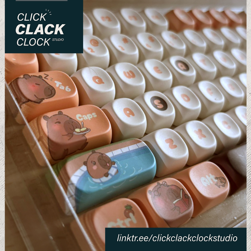 KEYCAPS - Capybara MOA - PBT สําหรับคีย์บอร์ดเชิงกล Keycaps สีน้ําตาล