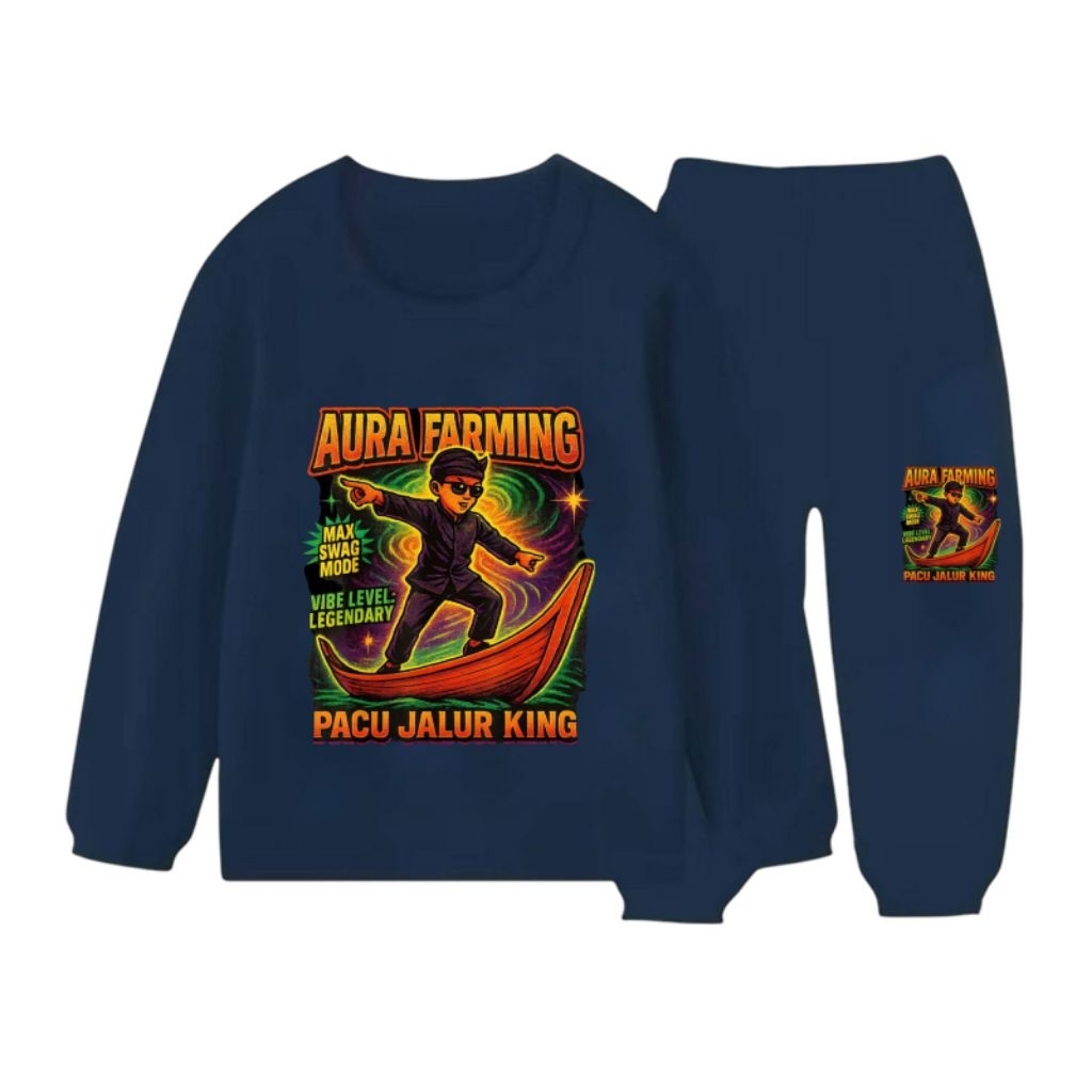 PACITAN AURA FARMING LONG-SLEEVED PAJAMAS สําหรับเด็กผู้ชายและเด็กผู้หญิง อายุ 2-8