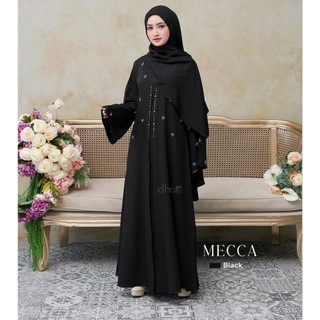 MECCA SIGNATURE DRESS Abaya Lebaran Muslimah Bahan CERUTY BABYDOLL FULL PURING PAYET MUTIARA Modis