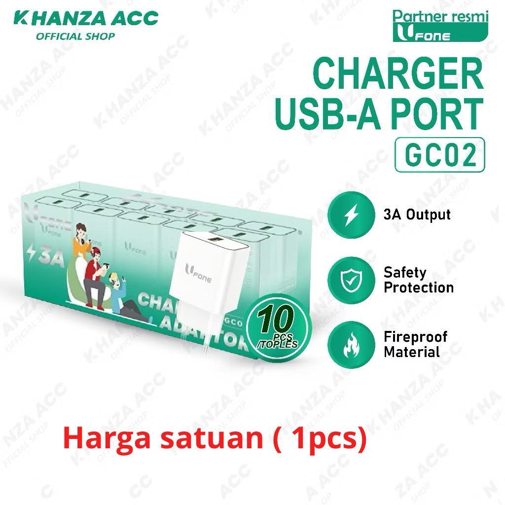 (PRICE สําหรับ 1 ชิ้น) UFONE GC02 SINGLE PORT USB CHARGER ADAPTER 3A FAST CHARGING 18W ราคาต่อแพ็ค