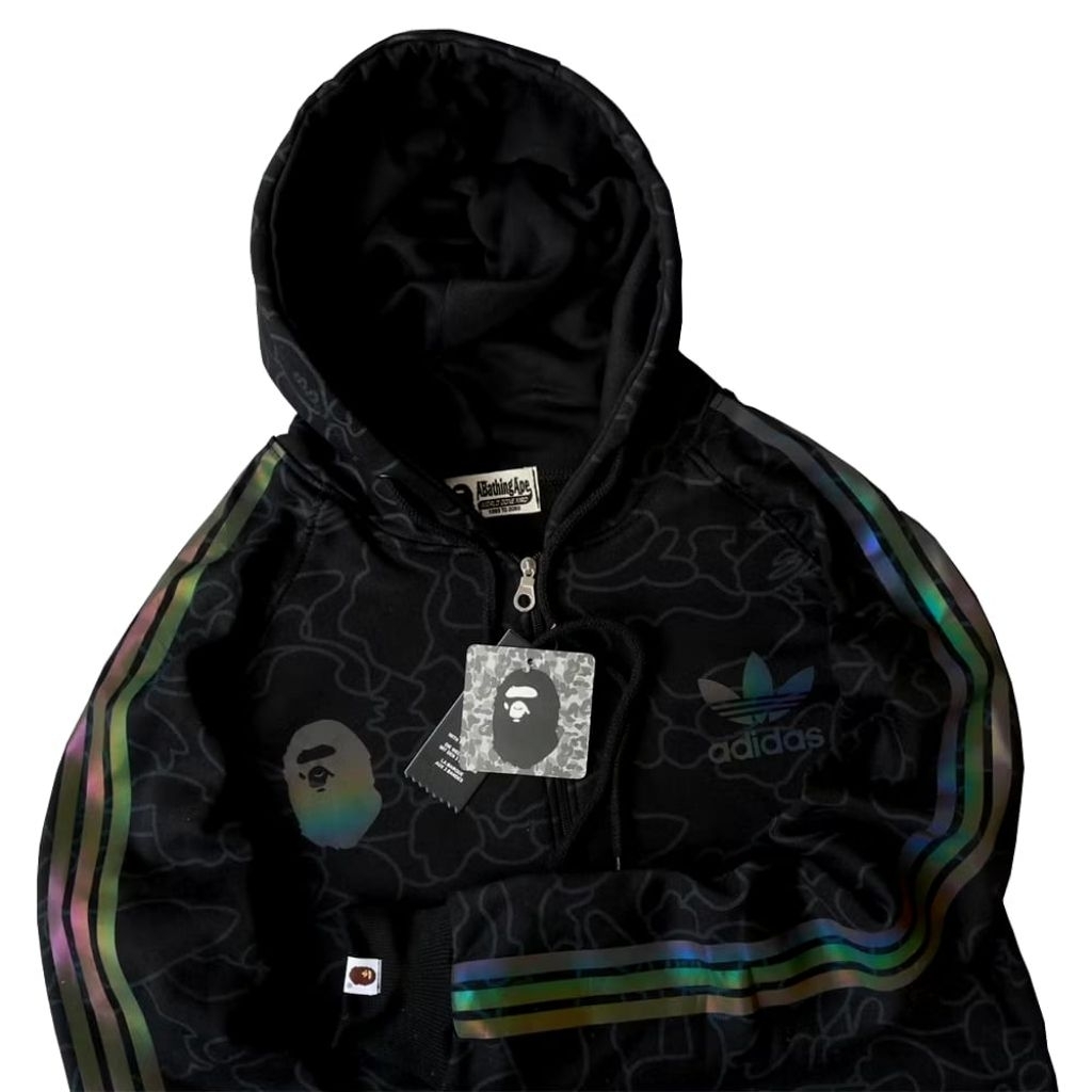 Bape AD teckno เสื้อฮู้ดมีซิปสะท้อนแสง